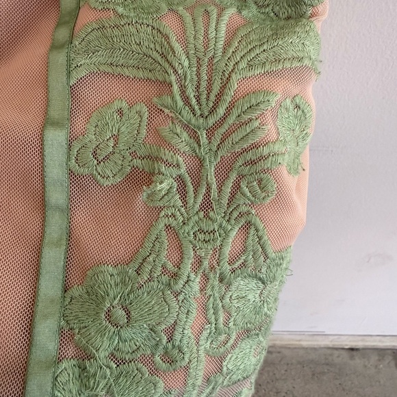 For Love And Lemons Green Floral Lace Mini Dress - -Temecula Puff Sleeve - Picture 8 of 9